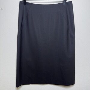 Theory Women Wool Pencil Skirt 6 Black Office Business Luxury Zip Office Busines